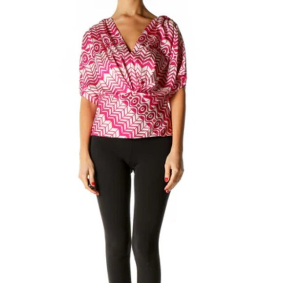 Cynthia Steffe Tops - Pink Chevron Bohemian Blouse